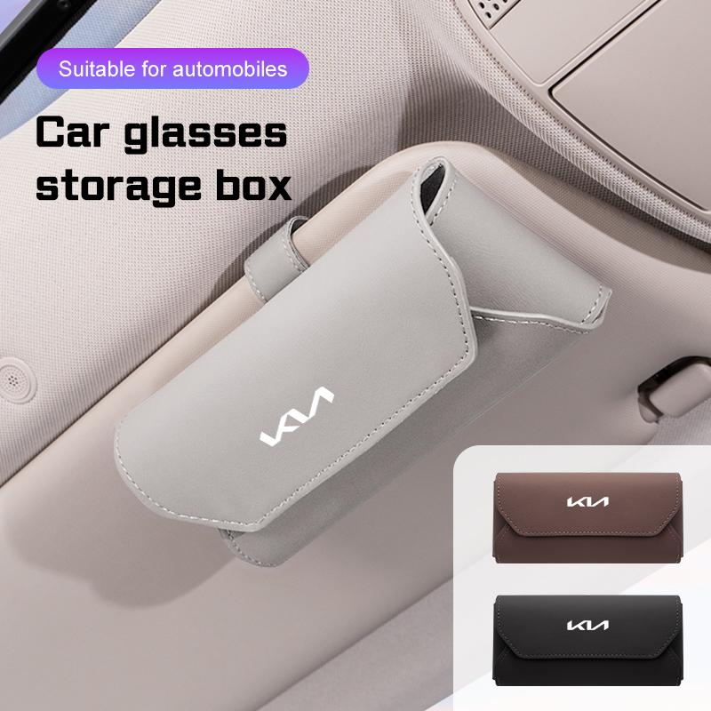 Car Sunglasses Box Accessories For KIA K2 K3 K5 K8 portage Stinger GT line Sorento Ceed CD Cerato Car Visor Glasses Case Storage rnqt40
