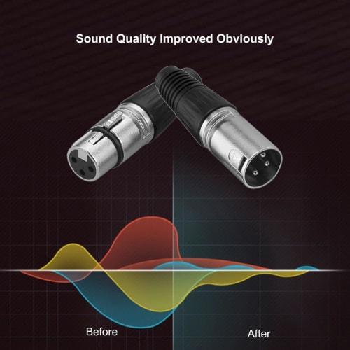 EIGHTNOO XLR 3-Pin Male To Female Microphone Cable Connector, Metal and Plastic (2 Male + 2 Female)
