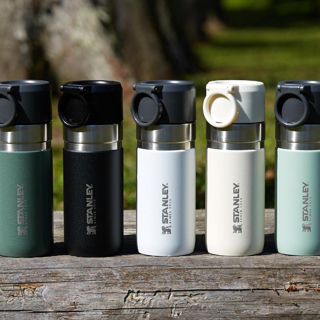 STANLEY Бутылка вакуумная тонкая Go Series, белая бутылка для воды, бутылка из нержавеющей стали, бутылка для воды, наружная, гарантия, японская, 0,37 л, термо/холодная 10124-009
