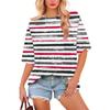 Women's Fashion Casual Gradient Color Loose Round Neck Short Sleeve Trendy Holiday T-shirt Top