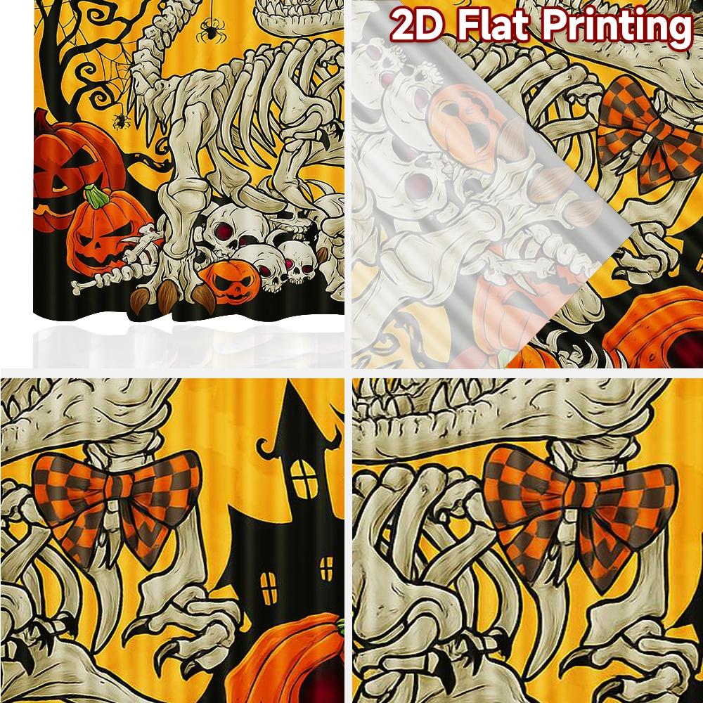 2 шт., Шторы с плоской 2D-печатью (Без Рода) DinoHalloween Современные Модные Шторы Прочные Полиэстеровые Шторы