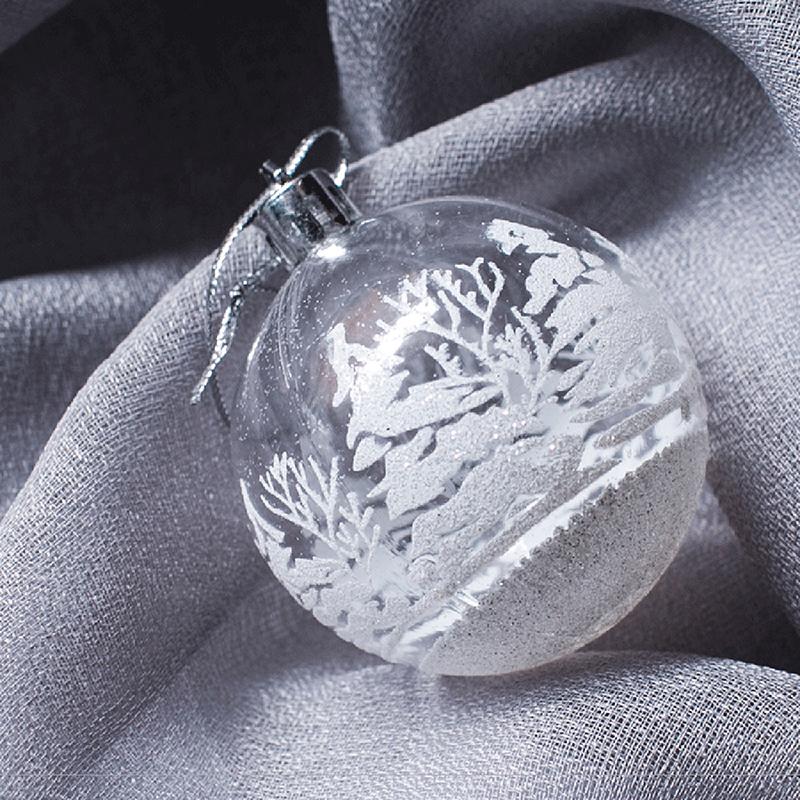 6Pcs Transparent Snow Christmas Balls Pendants For Christmas Tree Decoration Clear Baubles Hanging Ornaments Xmas Decoration