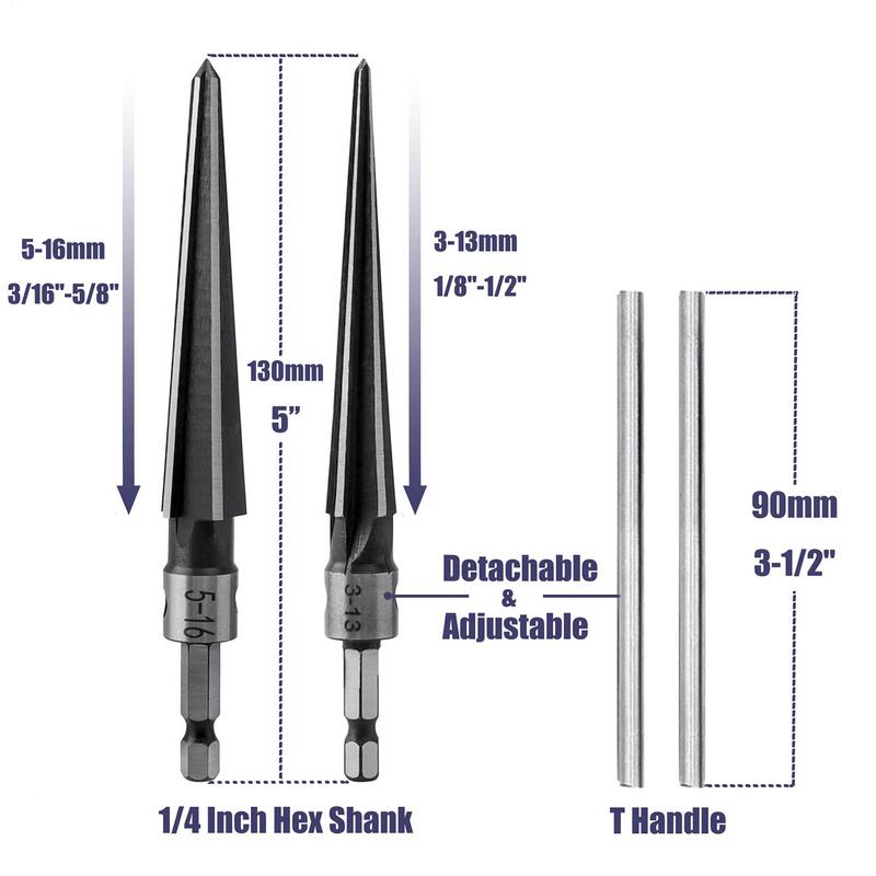 Конусная развертка по дереву 3-13/5-16 мм, электрическая дрель для деревянных досок, расширение отверстий, снятие фаски и заусенцев, шестигранная ручка, инструмент для резки