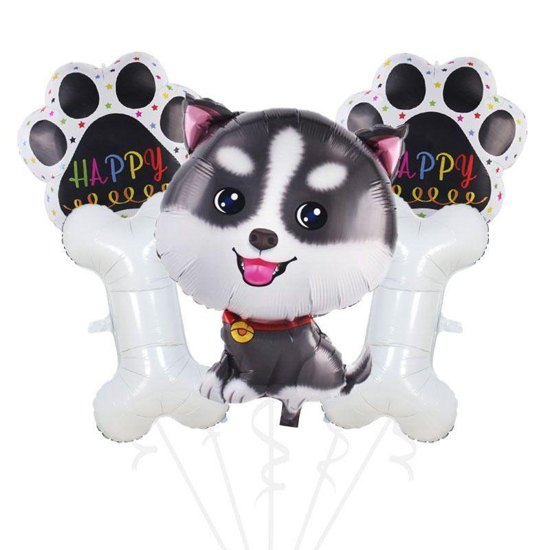 Labrador Dog Paw Aluminum Foil Balloon Set—Dog Bone-Shaped Pet Birthday Party Decorations
