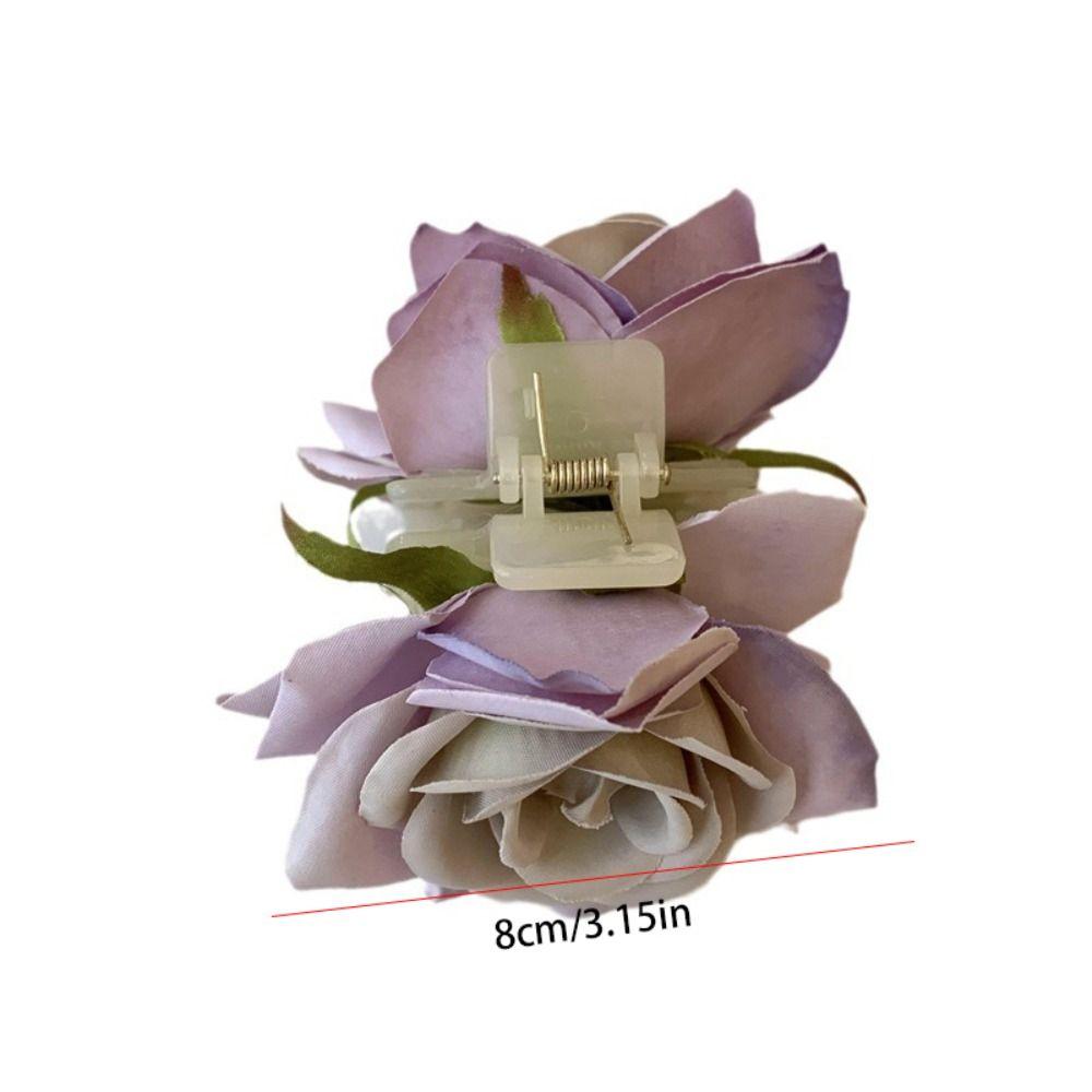 Cloth Rose Hair Clip Peony Flower Large Shark Clip Cute Flower Hair Claw Girl
