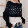 Knitted Cable Wrap Scarf with Sleeves Soft Bohemian Style Shawl Scarf Hollow Crochet Pattern Cross Wrap Scarf Sweater Wrap