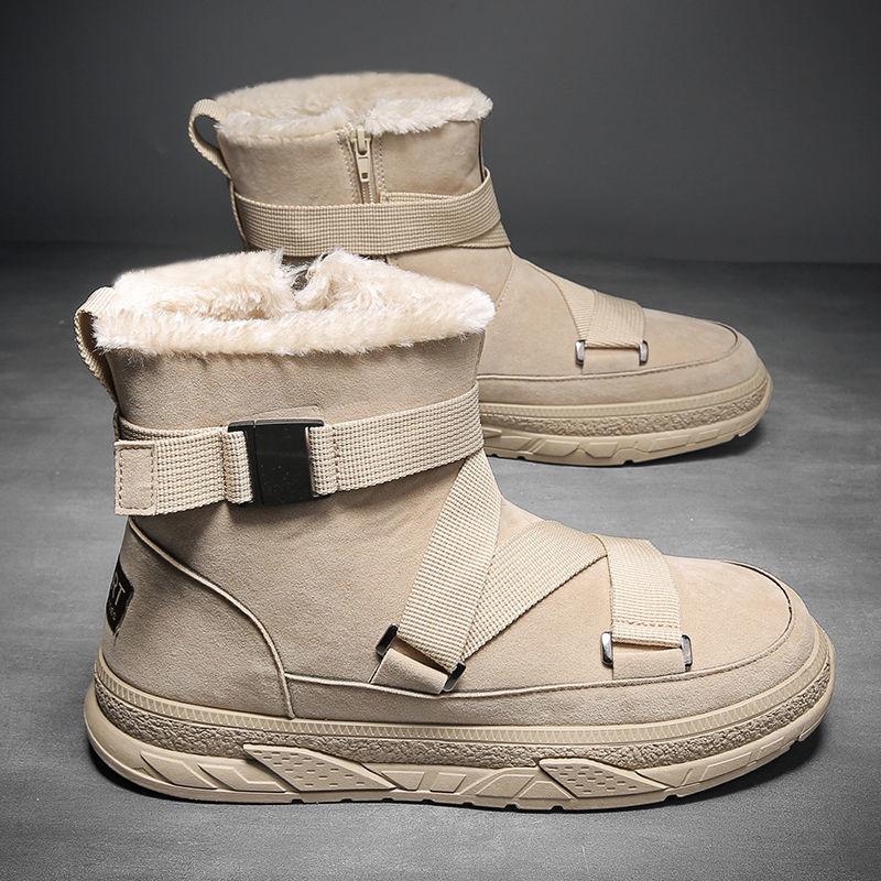 Fashion High-top Snow Boots Men's Winter Plus Velvet Thick Warm Non-slip Cotton Shoes Male Students Fashion Casual Platform Short Boots