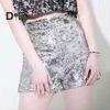 Сексуальные женские блестящие шорты с пайетками, высокая талия, кольцо, молния, облегающие шорты, вечеринка, клуб, фестиваль, танцы шорты