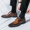 Мода Британский Модный Дизайнер Мужские Остроносые Оксфорды Броги с Узором Аллигатора Свадебные Выпускные Туфли для Вечеринки Zapatos Hombre