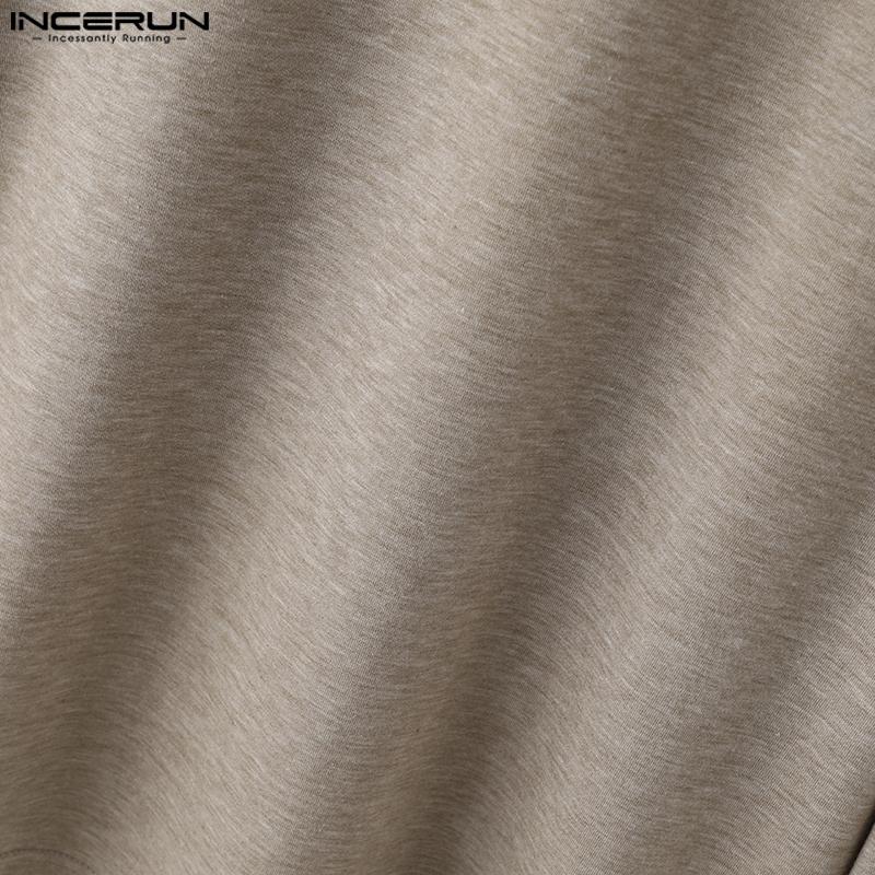 INCERUN Men Round Neck Long Sleeve Solid Color Comfy Thin Tops T-shirts