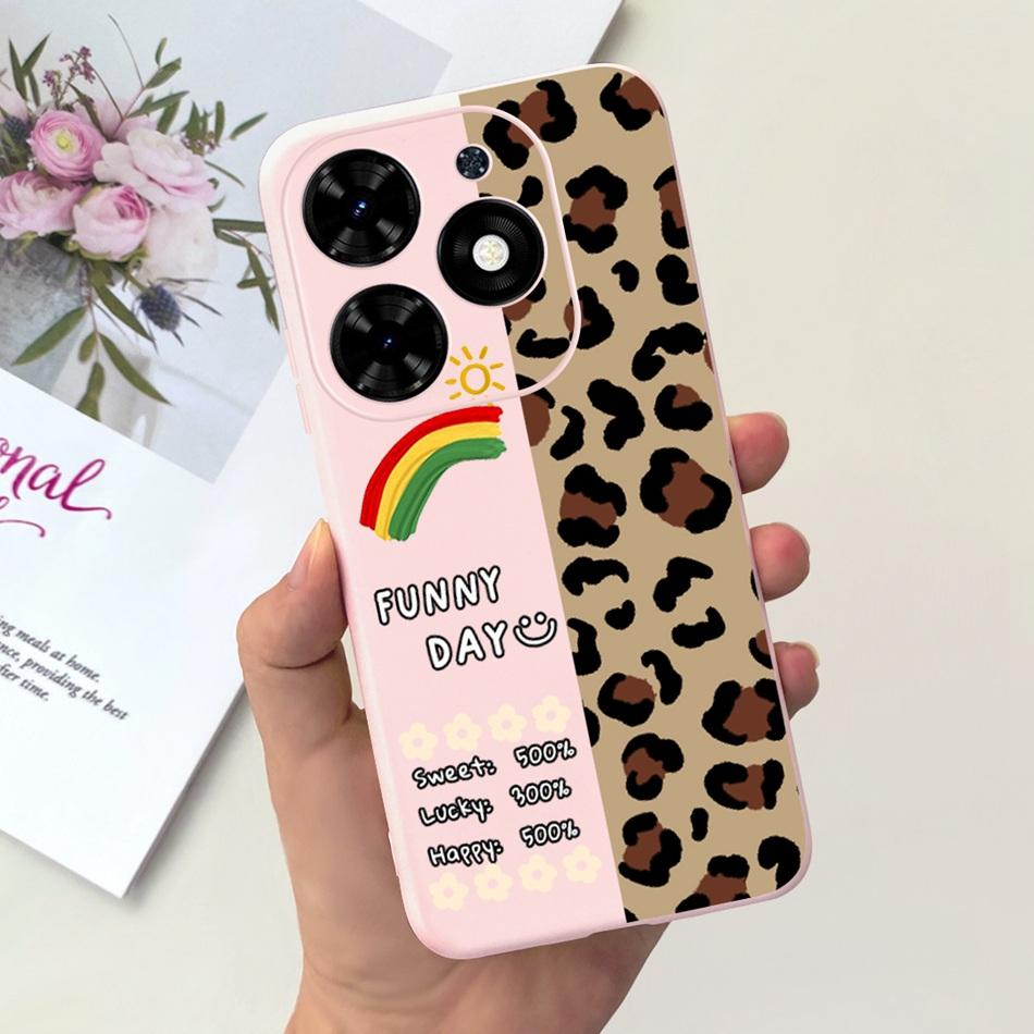 Чехол для Tecno Spark Go 2024 Милый Цветочный Узор Сердечки Конфетный Цвет Мягкий Силикон Тонкая Задняя Крышка Телефона Для Spark Go (2024) BG6