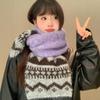 Винтажный жаккардовый вязаный шарф в стиле Fair Isle, женский, зимняя атмосфера, контрастные цвета, универсальный, утолщенный, теплый, студенческий шарф