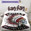 Indian Motorcycle 3pcs Bedding Set Duvet Cover Closure Includes 1 Duvet Cover & 2 Pillowcases for All Seasons Bedroom Home Dorm Decor