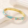 Open Chinese Cloisonne Bracelet Traditional Cheongsam Bracelet Classic Lotus Flower Bangle  Daily