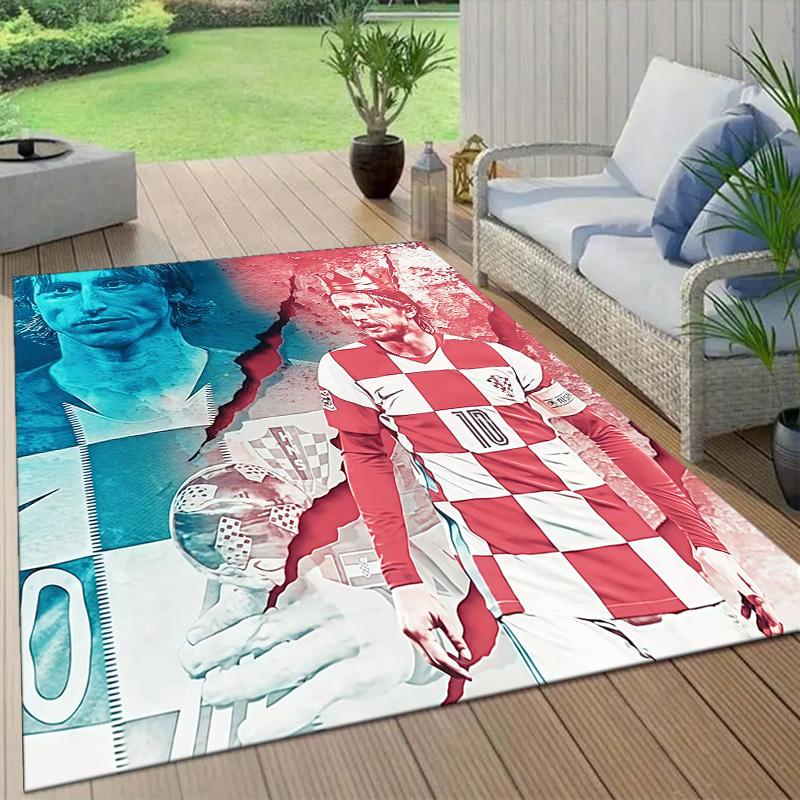 Luka Modrić Flannel Pattern Square Carpet,Area Rug,Carpet Rug for Living Room Bedroom Sofa Playroom Decor,Non-slip Floor Mat