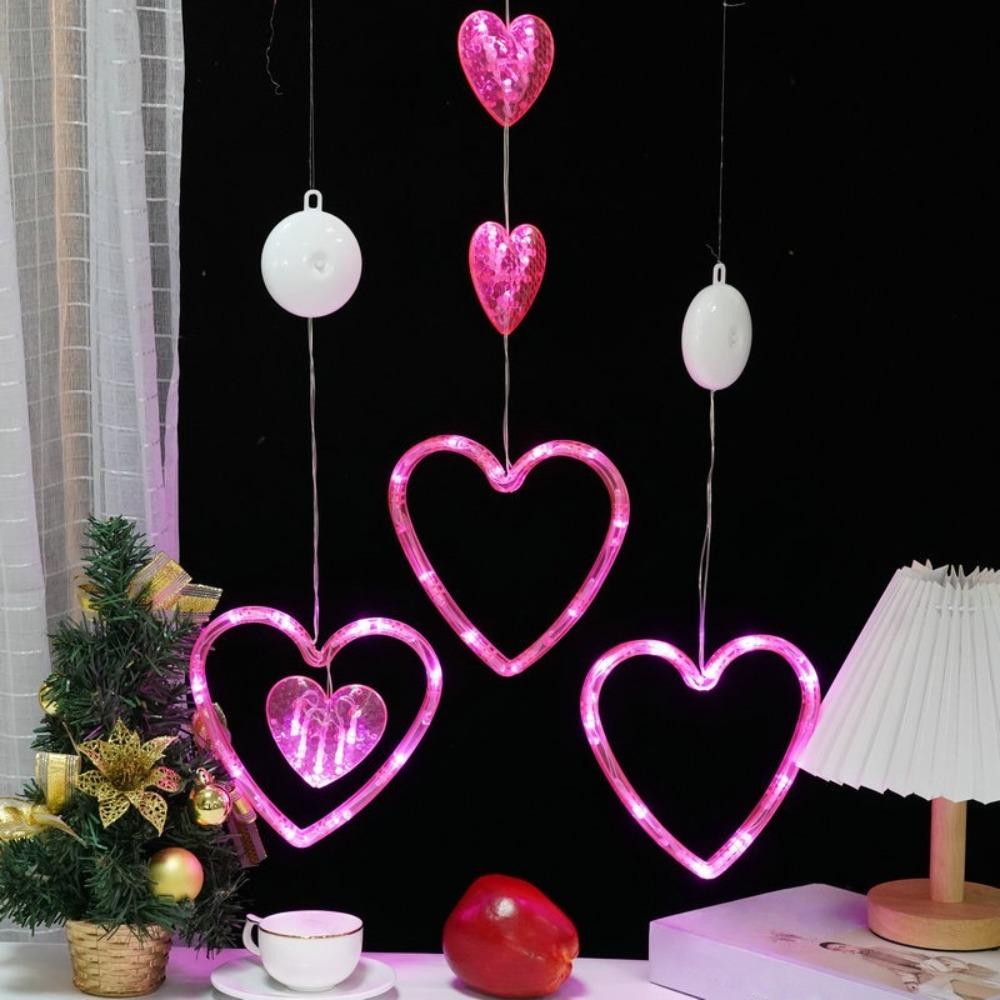Waterproof Heart Curtain Fairy Light Creative Suction Cup Atmosphere Light  Proposal Ceremony