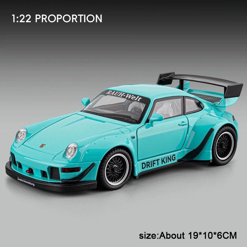 1:22 Scale RWB 993 Z4 Car Model Toy Alloy Diecast Sound Light Doors Opened Foldable Rearview Mirror Models Toys Collectible Item