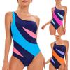 Women's Sexy A  Piece Of Bathing Set Color Matching Swimsuit  One Shoulder  One-piece Swimsuit
