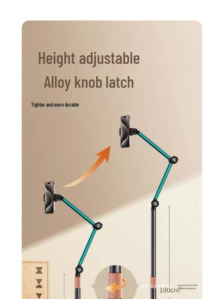 Multifunctional Floor & Bedside Mobile Phone Holder for Streaming, Overhead & Low-Angle Shots, Retractable Stand for Videos & TikTok