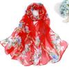 Summer Beach Long Sun Protection Scarf and Shawl Women Decorative Floral Thin Chiffon Scarves