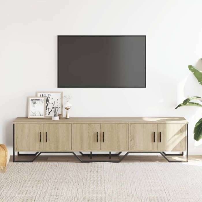 VidaXL Meuble TV chêne sonoma 180x34x41 cm bois d'ingénierie, support TV, buffet TV, meuble multimédia, banc TV, meuble 848590
