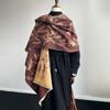 Autumn And Winter Are Full Of Flowers, Butterflies Linger In The Pastoral Style, Light Luxury Women'S Imitation Cashmere Warm Shawl Scarf