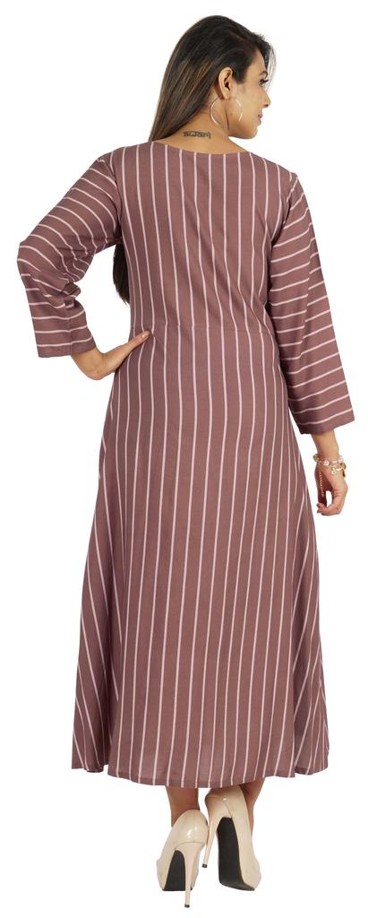 Bimba Printed Maxi Dress For Women Front Button Placket Ethnic Dress Casual Rayon