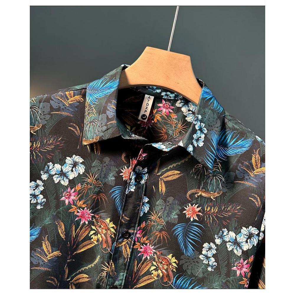 Новая мужская рубашка с коротким рукавом и цветочным принтом, модная и красивая, свободного кроя