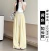 Lace-edged Ice Silk Wide-leg Pants Women's Summer Thin High-waisted Thin Loose-fitting Straight-leg Pants Casual Mopping Pants