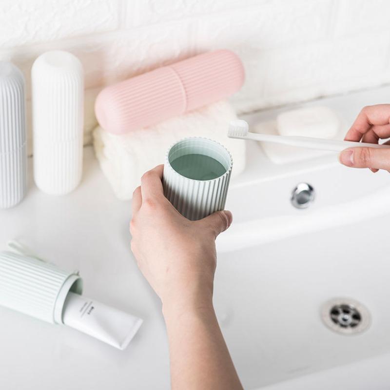 Портативный многоразовый набор для чистки зубов для ванной комнаты, набор для мытья зубов, чашка для полоскания рта, чехол для зубной щетки, коробка для хранения зубной пасты, вертикальные полосы