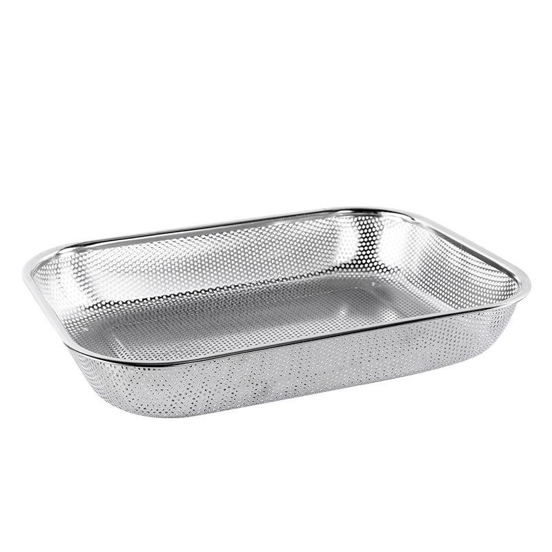 Stainless Steel Dense Hole Drain Basket Rice Sieve Fruit Vegetable Storage Basket Kitchen Mesh Sifter Strainer Cleaning Tools