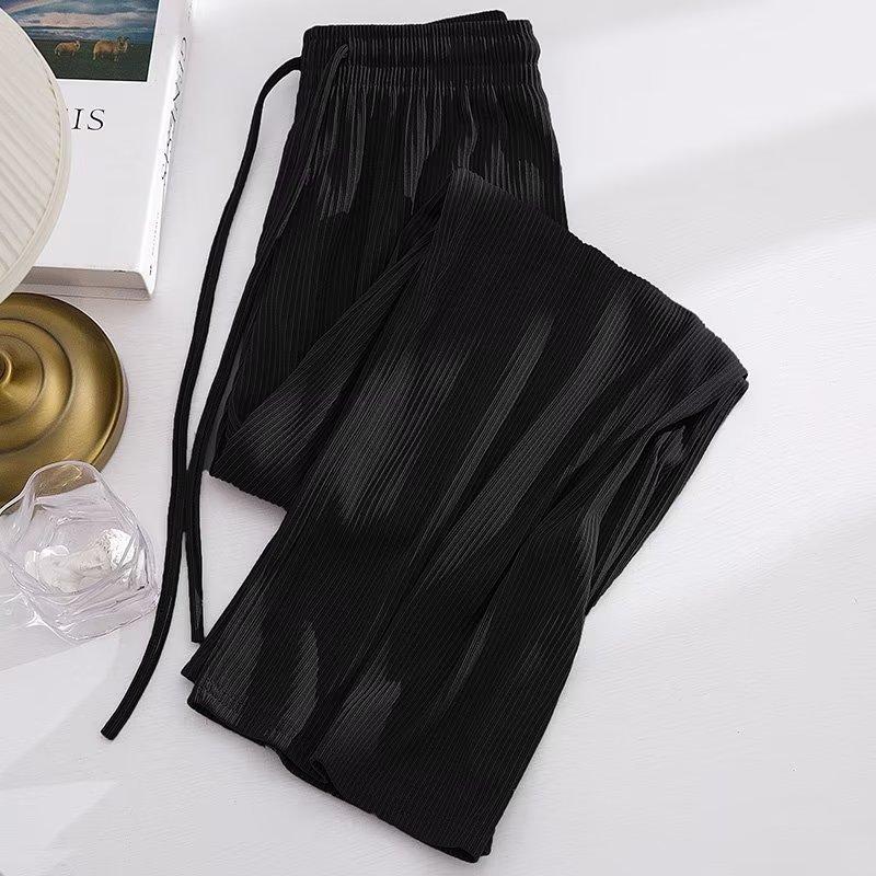 Girls Summer Solid Color Ice Silk Draped Wide Leg Pants for Middle and Large Children High Waisted Loose Soft Pants