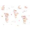 Pink Cartoon Bunny Moon Clouds Stars Watercolor Nursery Stickers Vinyl Children Wall Decals Art Print Kids Girls Room Home Decor