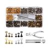 Leather Craft Rivet 3 Sizes and 4 Includes and and with Drilling and Studing Studing and for DIY Handmade and with Storage Case Set, Colors,