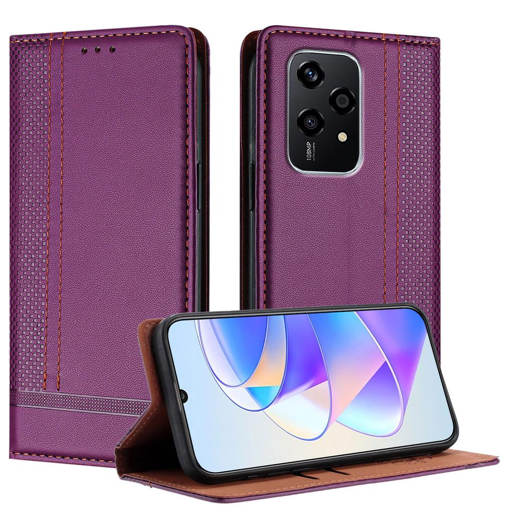 Чехол для Honor 200 Lite, кожаный чехол-подставка с L-образным сетчатым узором и слотами для карт