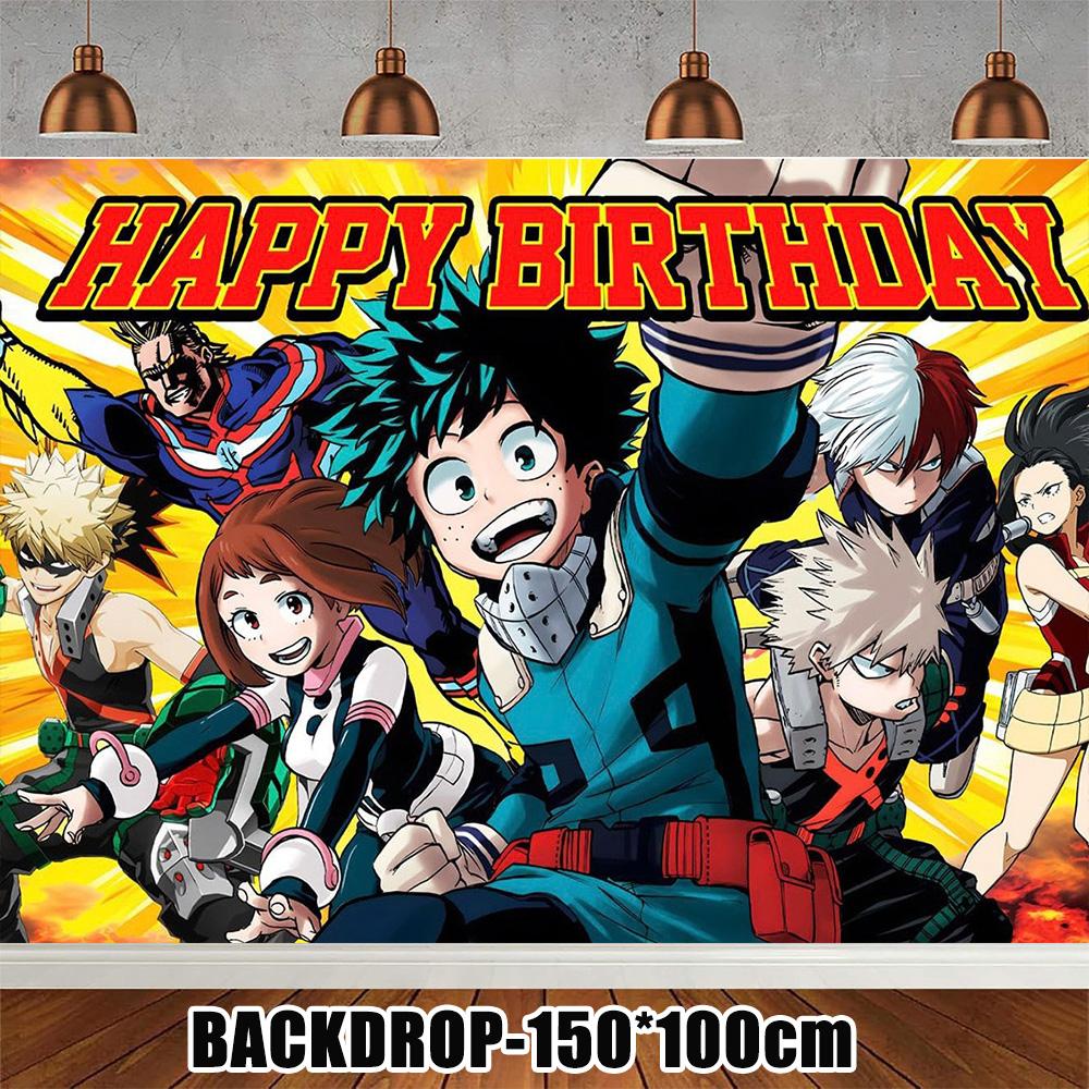 Anime My Hero Academia Theme Kids Birthday Party Supplies Latex Balloon Cake Topper Banner Backdrop Decoration Baby Shower Prop