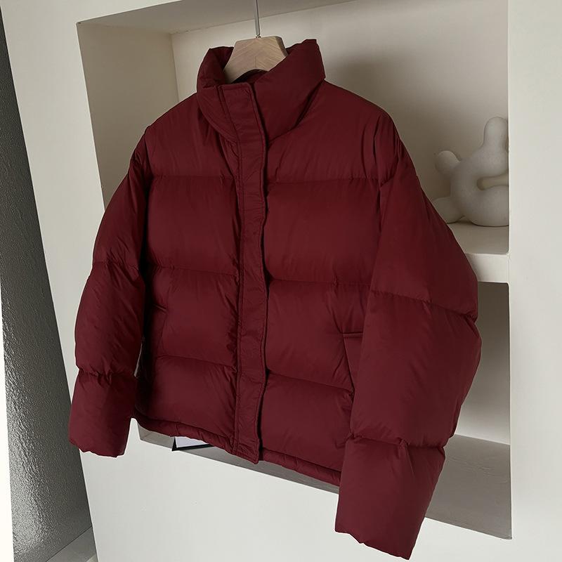 95% белого утиного пуха, высококачественная короткая женская куртка-пуховик 2024 года, зимняя, утолщенная, с воротником-стойкой, повседневная, теплая, для хлеба