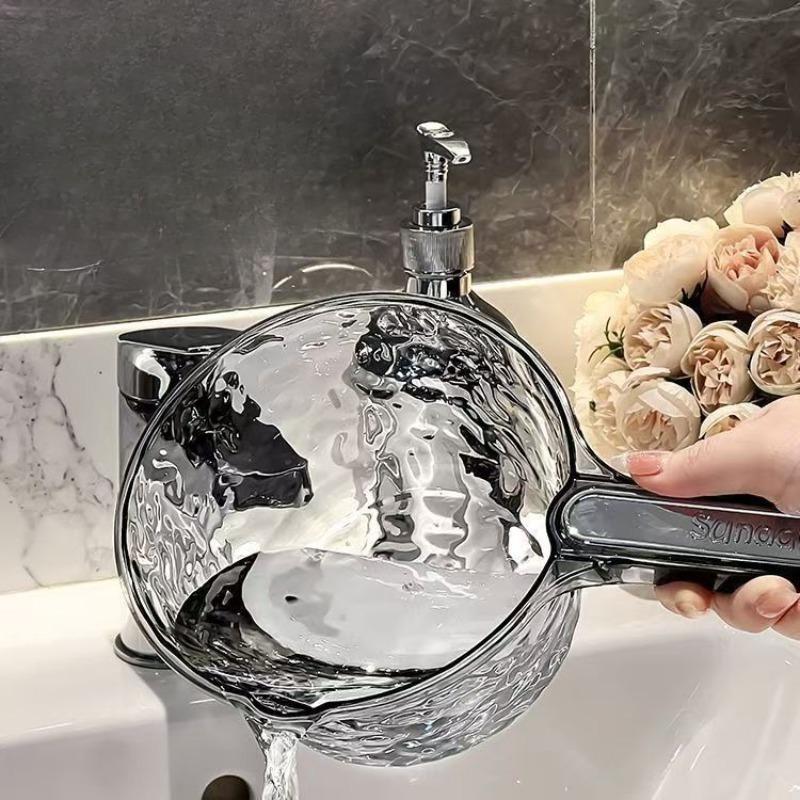 Бытовой ковш для воды, Небьющийся, Утолщенный ковш для воды с длинной ручкой, Прозрачный пластиковый ковш для воды с волнообразным узором