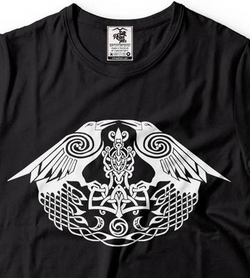 Викинг Кельтский Вороны Одина Viking T-shirts Huginn Muninn Odin Viking T Футболка