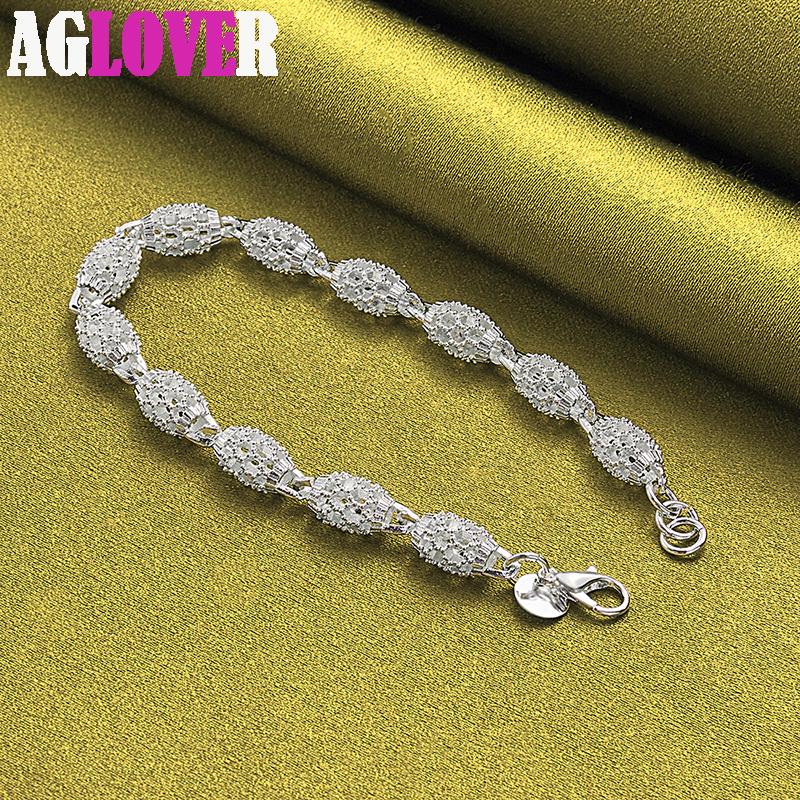 925 Sterling Silver Hollow Bead Ball Bracelet Jewelry