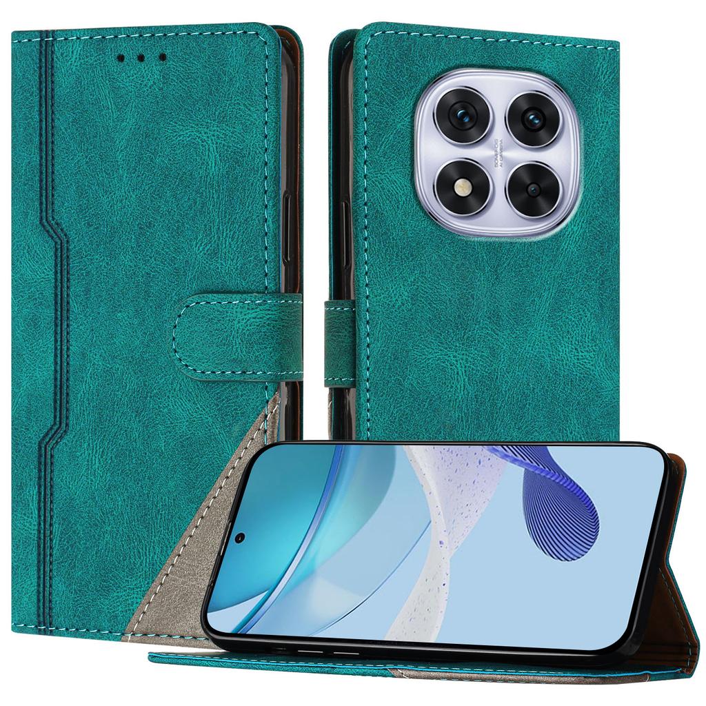 For Xiaomi Redmi Note 14 Pro 5G Leather Case Triangle Patchwork Wallet Stand Shockproof Phone Cover