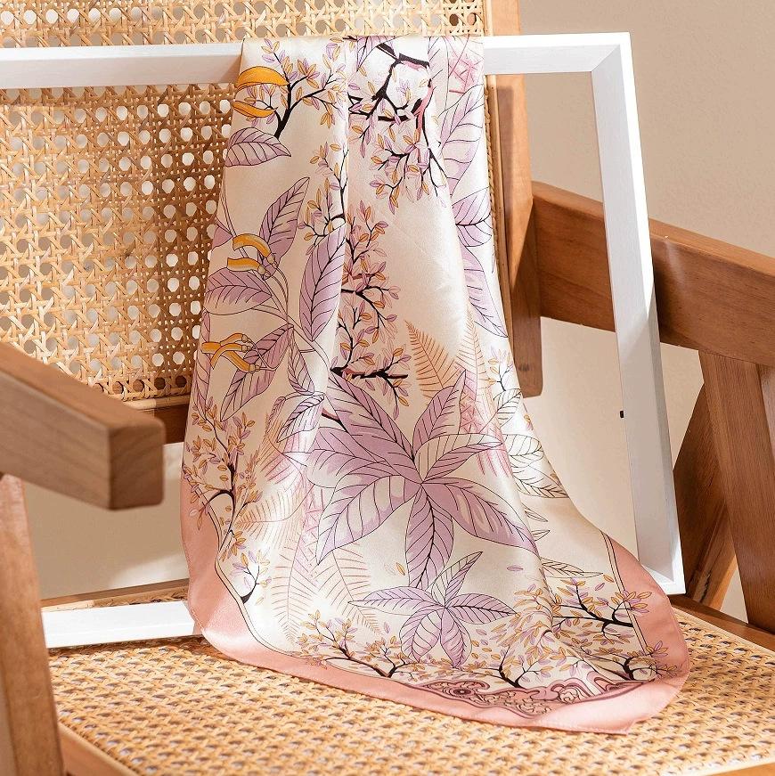 Silk Scarf Square Scarf High-end Strap 100% Mulberry F Student Fashion Sunscreen Shawl Dual-purpose