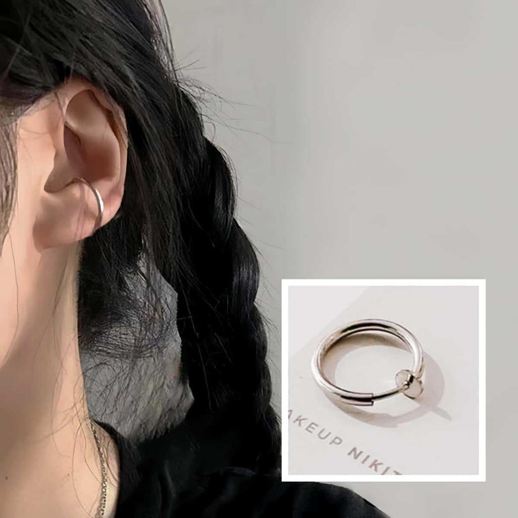 Унисекс Корейские Хип-Хоп Минималистичные Серьги-Кольца и Каффы из Титановой Стали