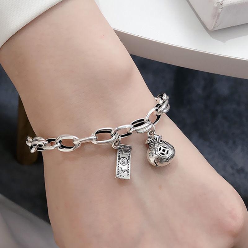 Elegant Niche Silver Bracelet with Concave Square Beads - High-End Luxurious Design