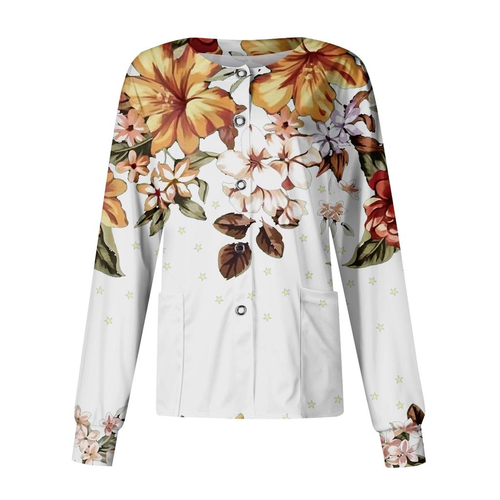 Женский повседневный однобортный однобортный кардиган с длинным рукавом и принтом, рабочая одежда, топ