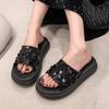 Women's Slippers Elegant Solid Color Sequin Designer Open Toe Sandals Women's Summer Thick Sole Outdoor Vacation Beach Flip Flop