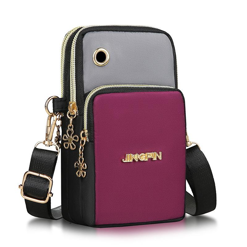Yogodlns Нейлоновая сумка через плечо контрастного цвета для телефона, небольшая сумка через плечо с вертикальной молнией, кошелек-мессенджер, кошелек для монет, карточек