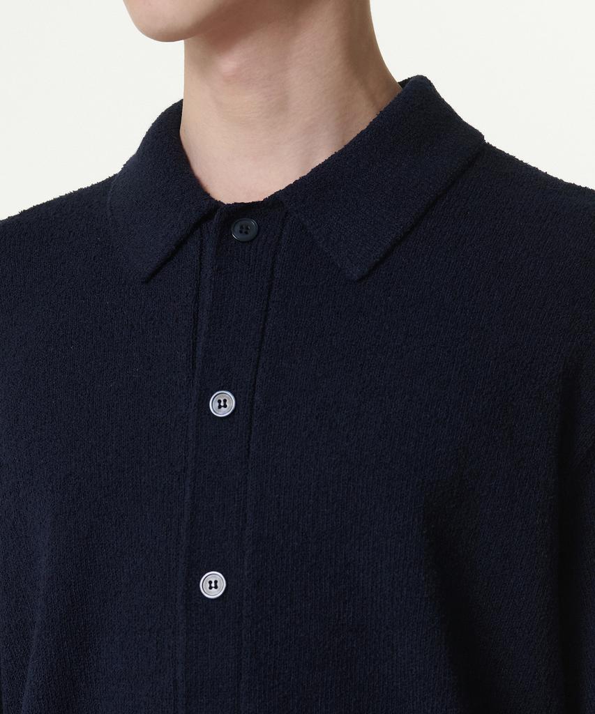 Musinsa Standard Boucle Collared Short Sleeve Cardigan [Navy]