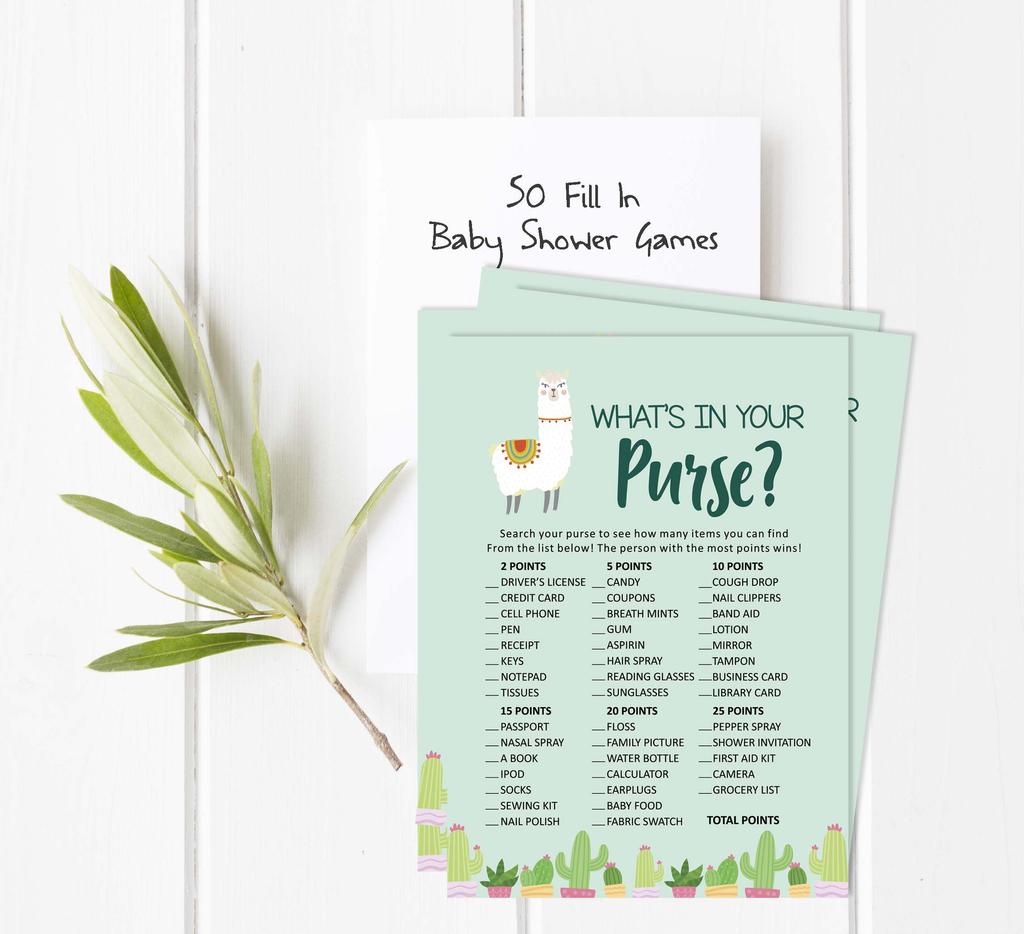 Inkdotpot Игровой набор для вечеринки по случаю рождения ребенка из 50 игр BabyA AlphabetA ABCA с ламой и нейтральной гендерной вечеринкой