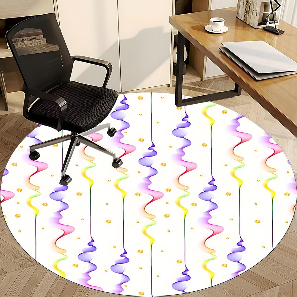 1pc Colorful Streams Office Round Rug, Non-slip, Soft and Durable Office Rug for Interior Decoration, Perfect for Office, Beautiful Decoration yy26032